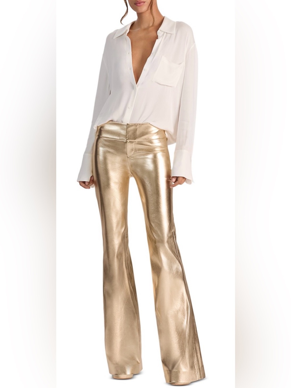 Alice + Olivia Olivia Faux Leather Pants in Gold